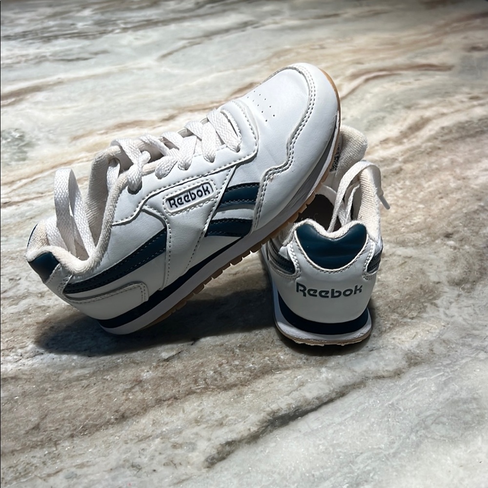 Reebok Kids White and Blue Sneakers